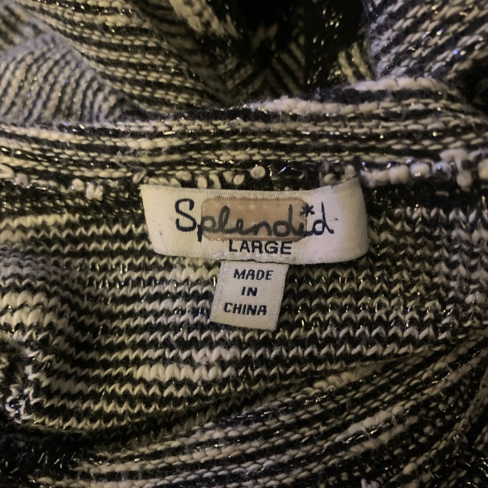 Splendid Stargazer metallic star print pullover sweater in black and white - Picture 3 of 4
